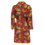 Orange Monarch Butterfly Print Men's Bathrobe