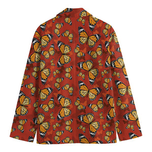 Orange Monarch Butterfly Print Men's Blazer