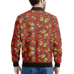 Orange Monarch Butterfly Print Men's Bomber Jacket