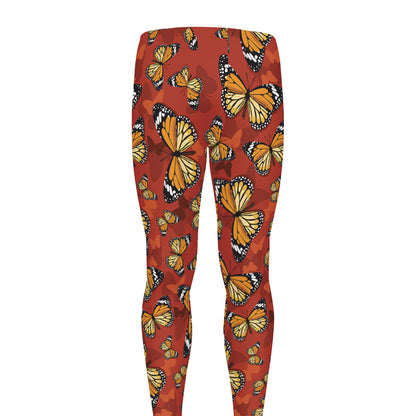 Orange Monarch Butterfly Print Men's leggings