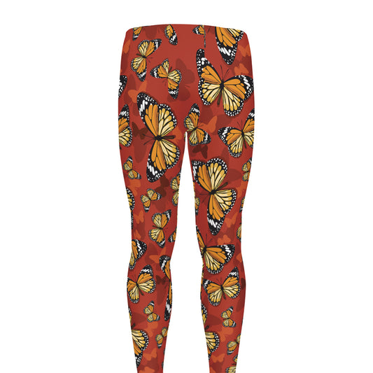 Orange Monarch Butterfly Print Men's leggings