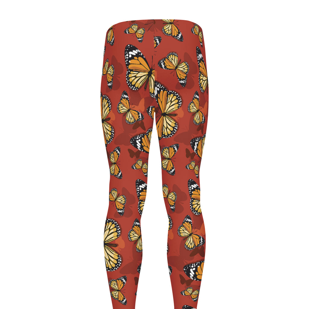 Orange Monarch Butterfly Print Men's leggings