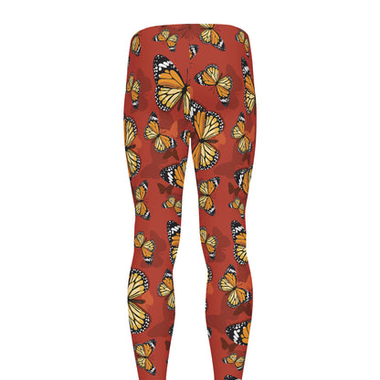 Orange Monarch Butterfly Print Men's leggings