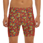 Orange Monarch Butterfly Print Men's Long Boxer Briefs