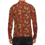 Orange Monarch Butterfly Print Men's Long Sleeve Rash Guard