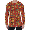 Orange Monarch Butterfly Print Men's Long Sleeve T-Shirt