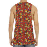Orange Monarch Butterfly Print Men's Muscle Tank Top
