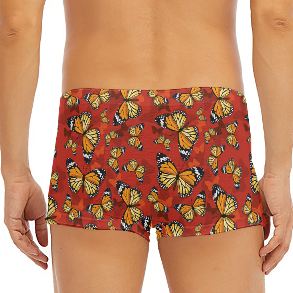Orange Monarch Butterfly Print Men's Short Boxer Briefs