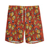 Orange Monarch Butterfly Print Men's Sports Shorts