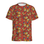 Orange Monarch Butterfly Print Men's Sports T-Shirt