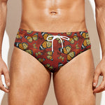 Orange Monarch Butterfly Print Men's Swim Briefs