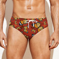 Orange Monarch Butterfly Print Men's Swim Briefs