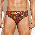 Orange Monarch Butterfly Print Men's Swim Briefs