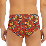 Orange Monarch Butterfly Print Men's Triangle Swim Briefs