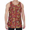 Orange Monarch Butterfly Print Men's Velvet Tank Top