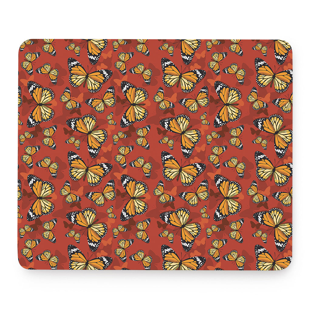 Orange Monarch Butterfly Print Mouse Pad