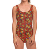 Orange Monarch Butterfly Print One Piece Swimsuit