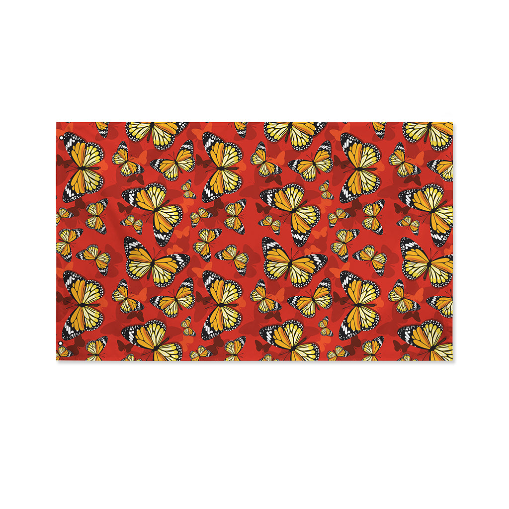 Orange Monarch Butterfly Print Polyester Flag