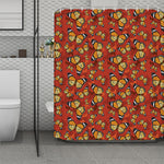 Orange Monarch Butterfly Print Polyester Shower Curtain