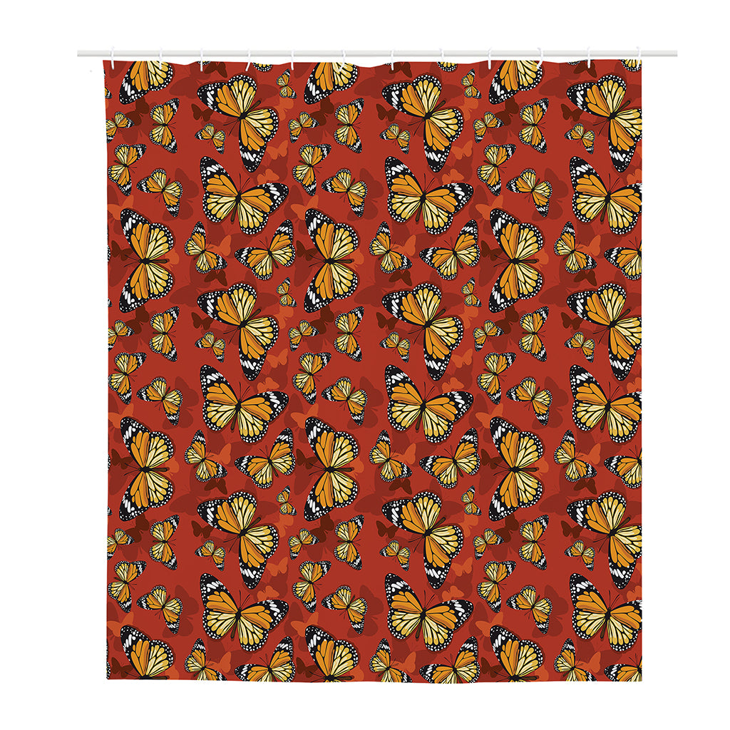 Orange Monarch Butterfly Print Polyester Shower Curtain