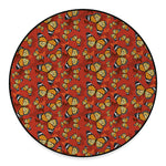 Orange Monarch Butterfly Print Round Floor Mat