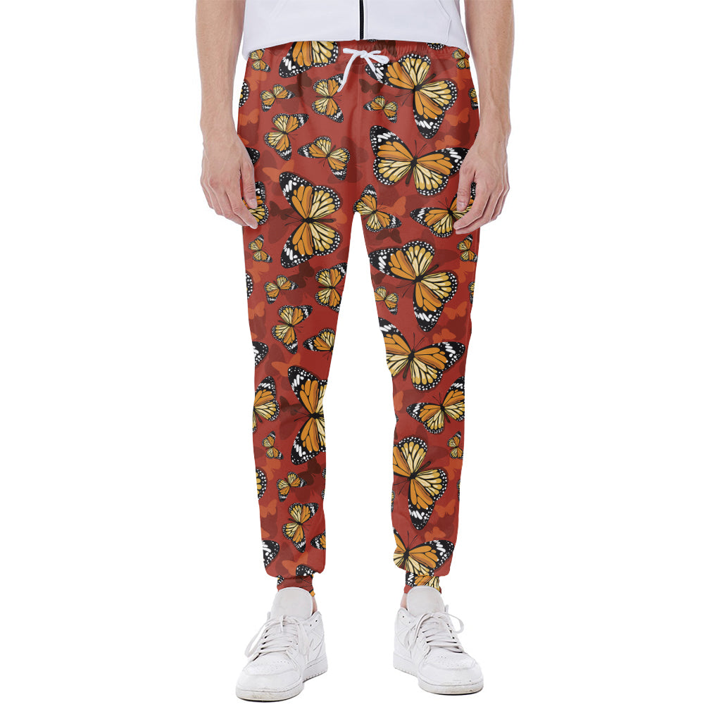 Orange Monarch Butterfly Print Scuba Joggers