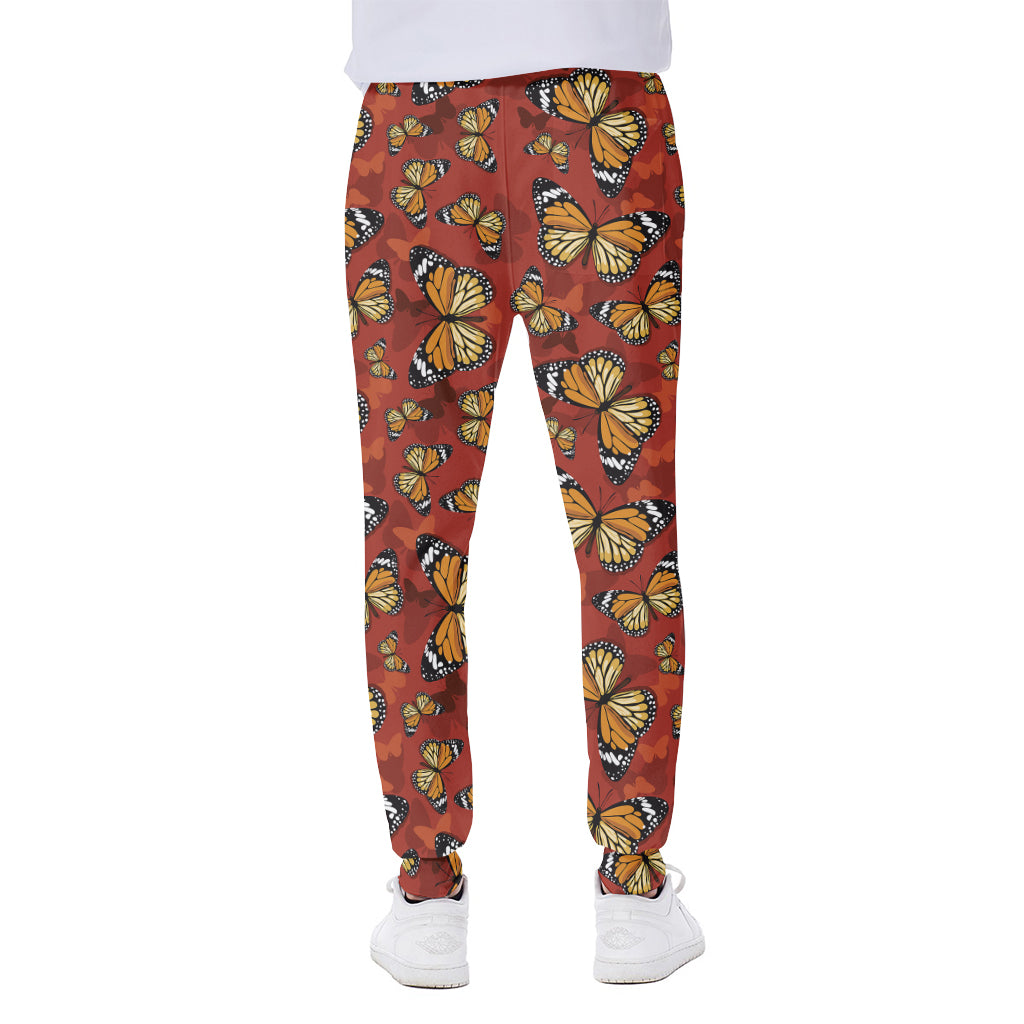 Orange Monarch Butterfly Print Scuba Joggers