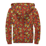 Orange Monarch Butterfly Print Sherpa Lined Zip Up Hoodie