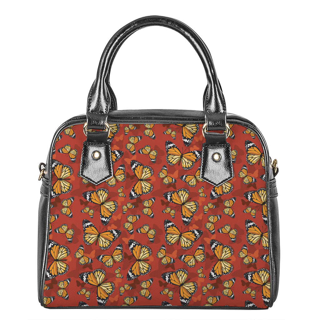 Orange Monarch Butterfly Print Shoulder Handbag