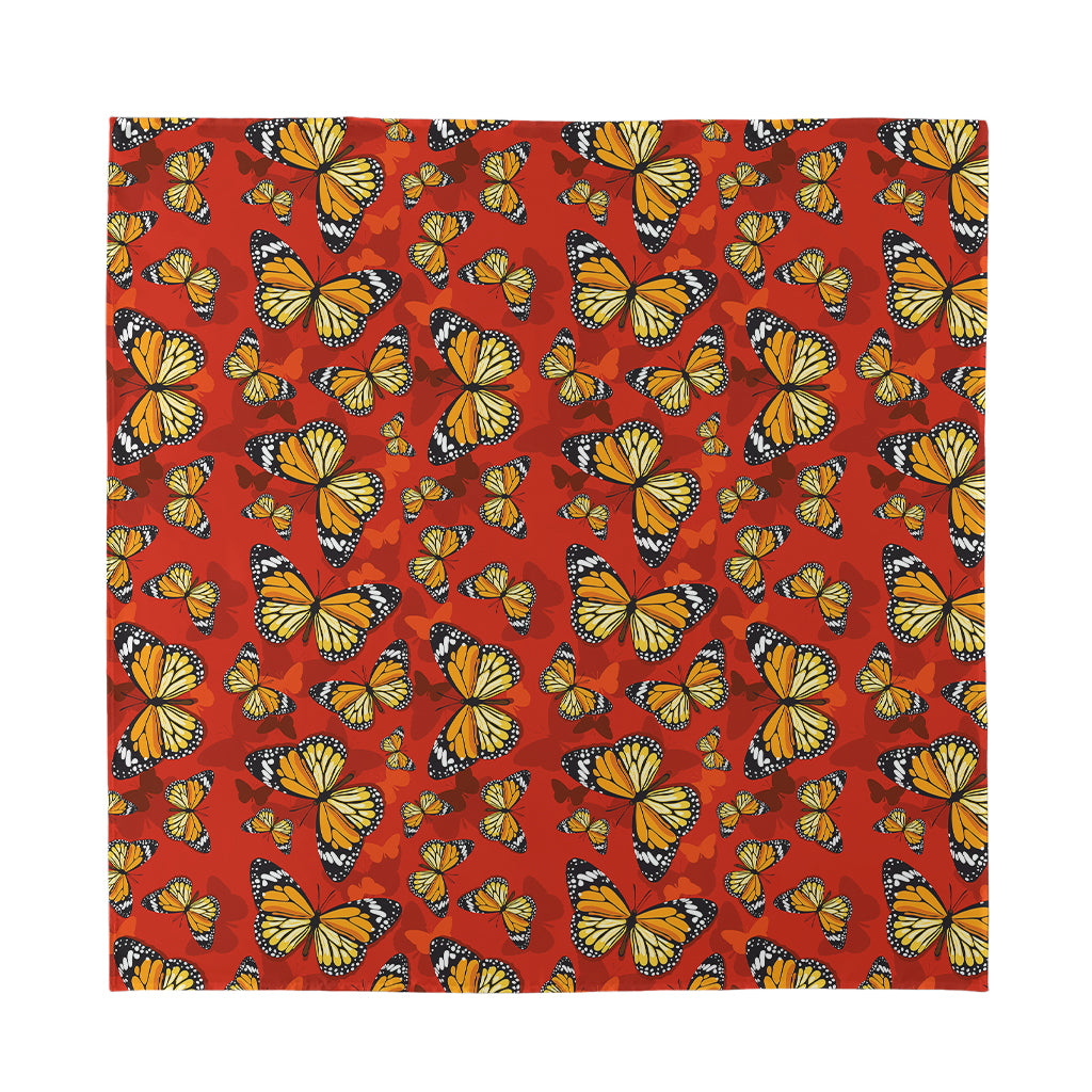 Orange Monarch Butterfly Print Silk Bandana
