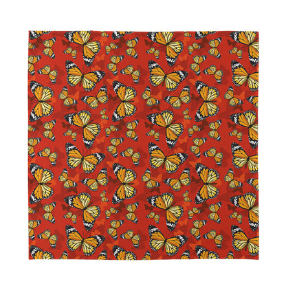 Orange Monarch Butterfly Print Silk Bandana