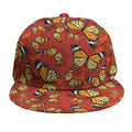 Orange Monarch Butterfly Print Snapback Cap