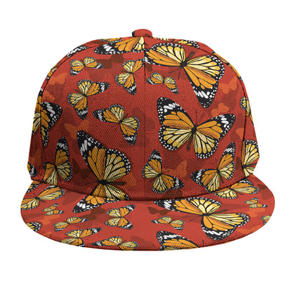 Orange Monarch Butterfly Print Snapback Cap