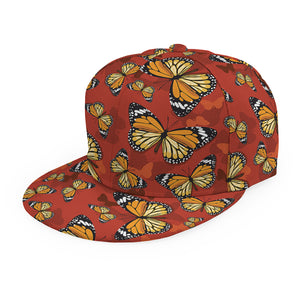 Orange Monarch Butterfly Print Snapback Cap