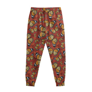 Orange Monarch Butterfly Print Sweatpants