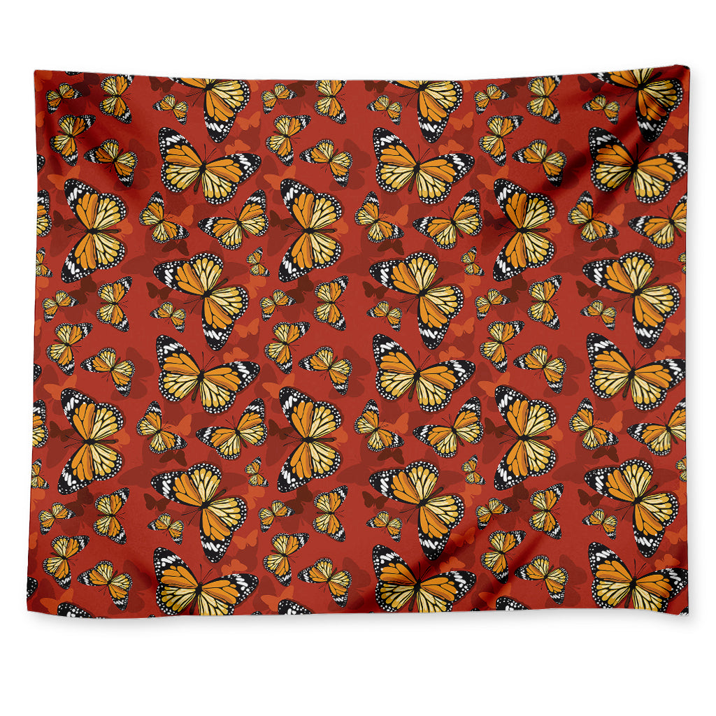 Orange Monarch Butterfly Print Tapestry