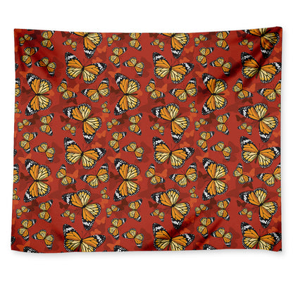 Orange Monarch Butterfly Print Tapestry