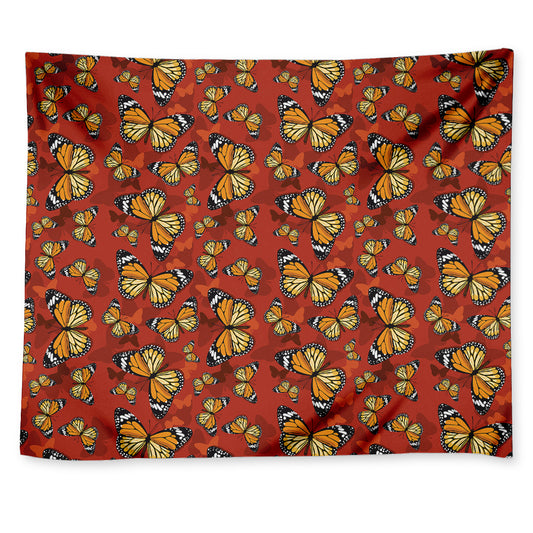 Orange Monarch Butterfly Print Tapestry