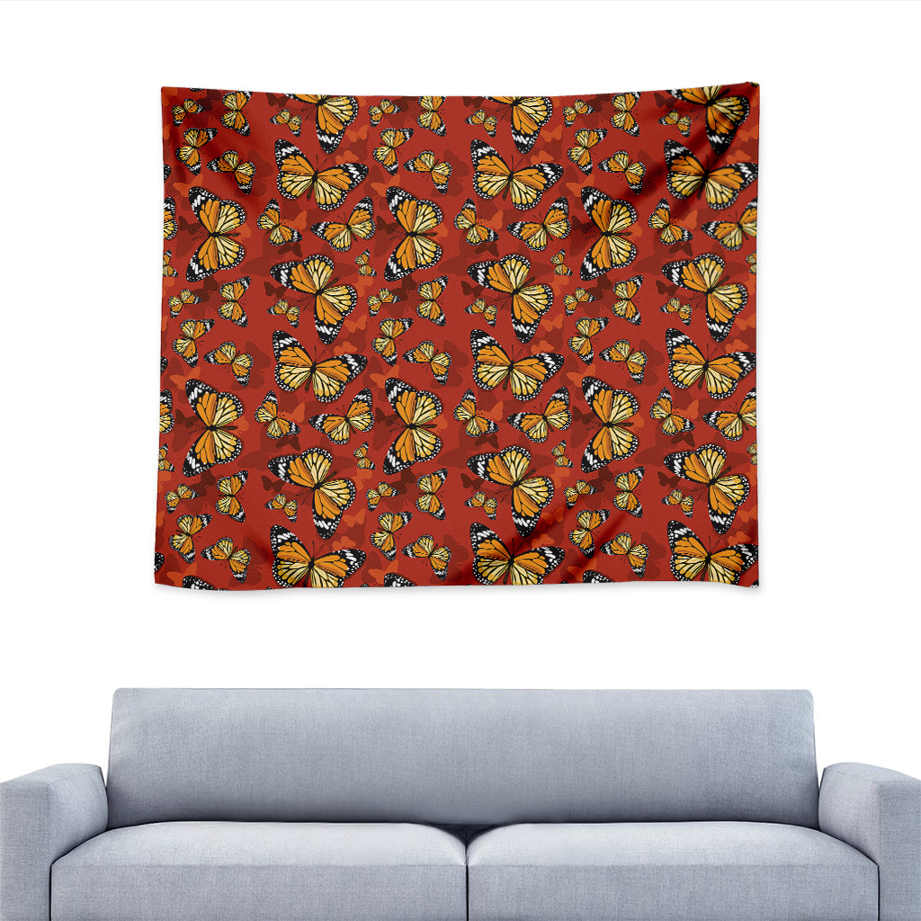 Orange Monarch Butterfly Print Tapestry