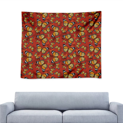 Orange Monarch Butterfly Print Tapestry