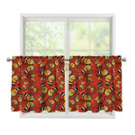 Orange Monarch Butterfly Print Tier Curtains