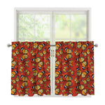 Orange Monarch Butterfly Print Tier Curtains