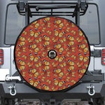 Orange Monarch Butterfly Print Tire Cover With Camera Hole