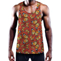 Orange Monarch Butterfly Print Men's Workout Tank Top