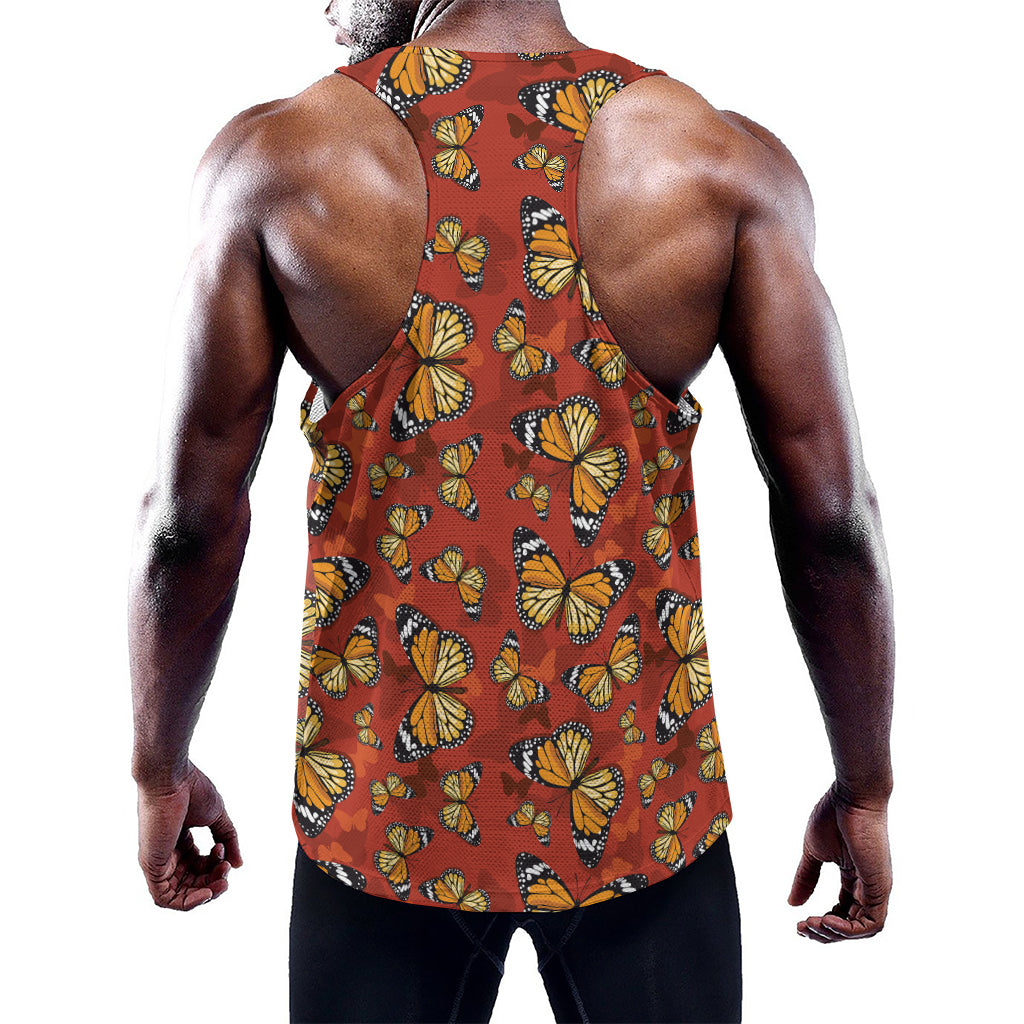 Orange Monarch Butterfly Print Training Tank Top