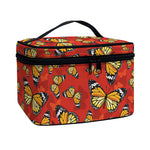 Orange Monarch Butterfly Print Travel Makeup Bag
