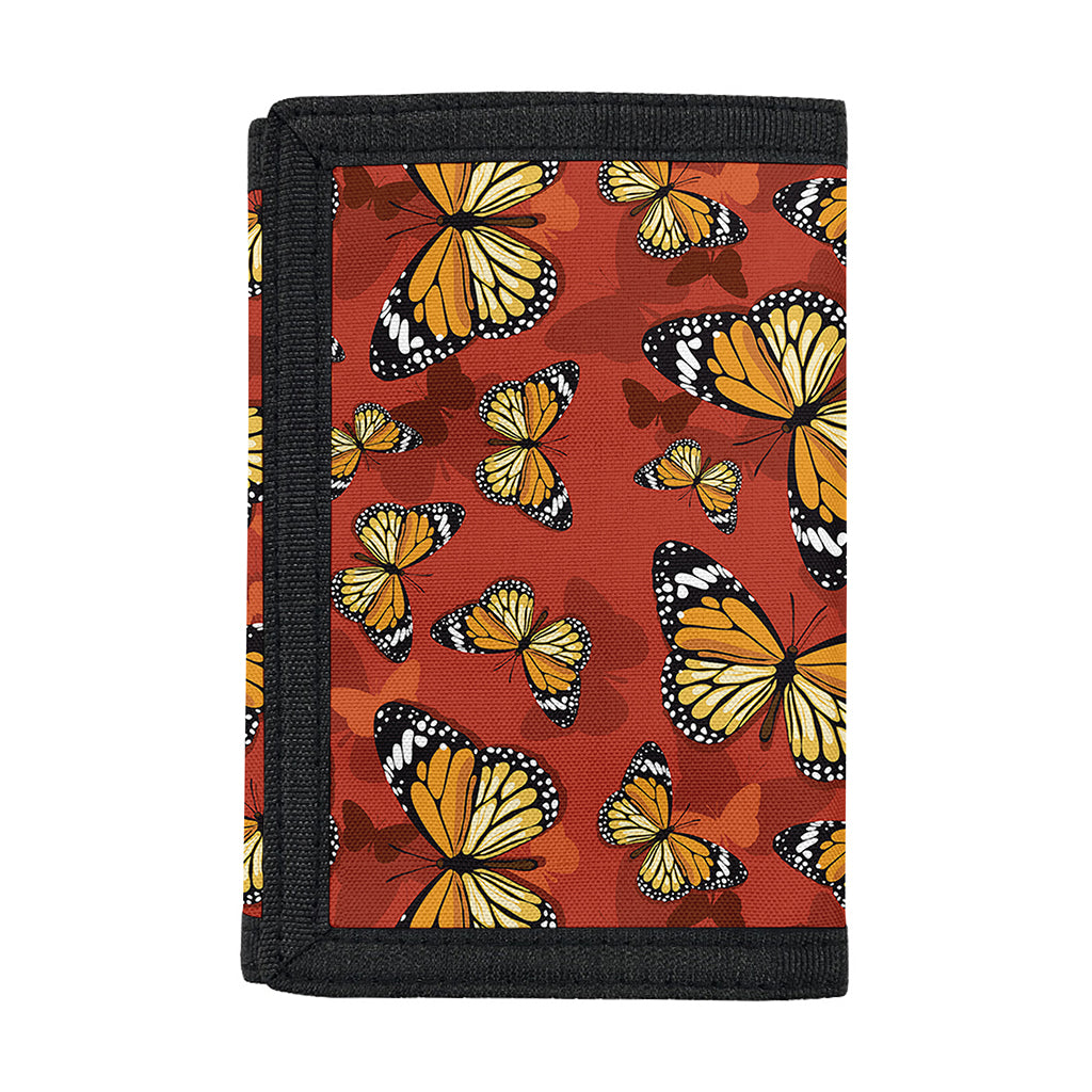 Orange Monarch Butterfly Print Trifold Wallet