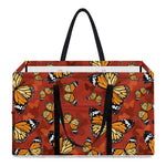 Orange Monarch Butterfly Print Utility Tote Bag