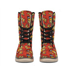 Orange Monarch Butterfly Print Winter Boots