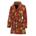 Orange Monarch Butterfly Print Women's Bathrobe